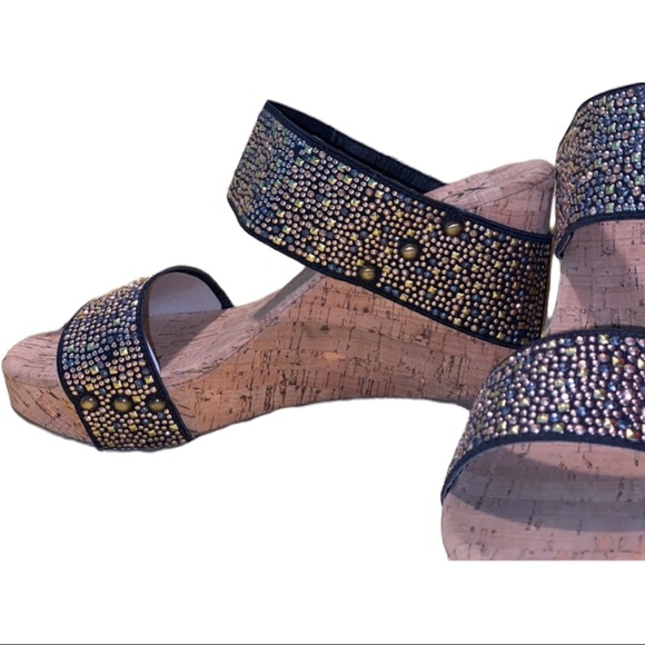 Women’s XOXO wedges Black&Gold 10 New - Picture 2 of 5